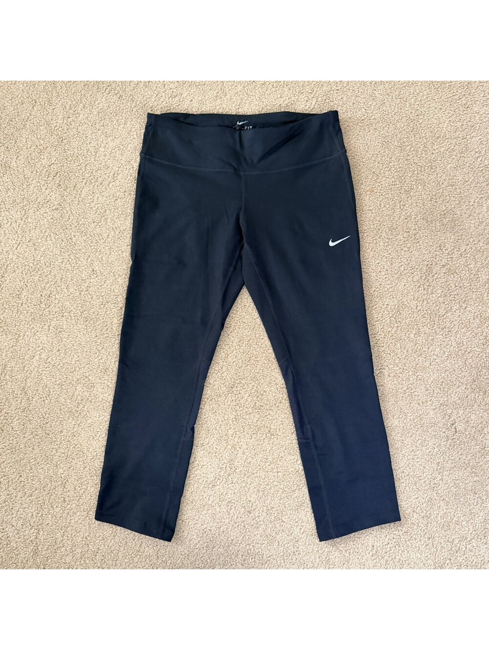 Nike Running Dri-FIT Women’s M Black Crop Leggings Capris Reflective Zip Pocket